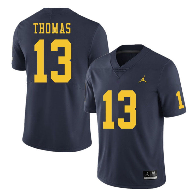 Men #13 Charles Thomas Michigan Wolverines College Football Jerseys Sale-Navy